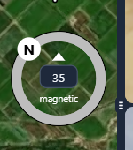 The Heading Control Ring showing N indicator, heading value, and magnetic/true toggle